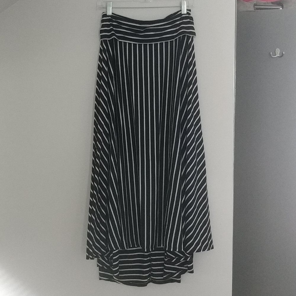 Black and White Striped Skirt